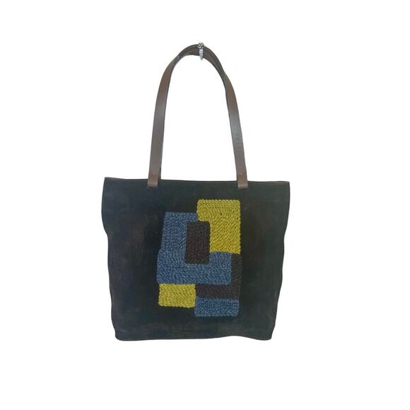 LAMARTHE PARIS TOTE SUEDE BROWN EMBROIDERED DETAILS MADE IN ITALY VERSATILE - Picture 14 of 16